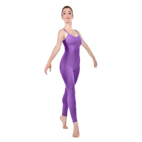 Female Camisole Unitard With Cut Out Back Bra Lining, Cotton - Elastane Purple