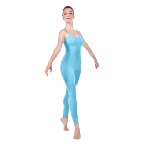 Female Camisole Unitard With Cut Out Back Bra Lining, Cotton - Elastane Ciprian Blue