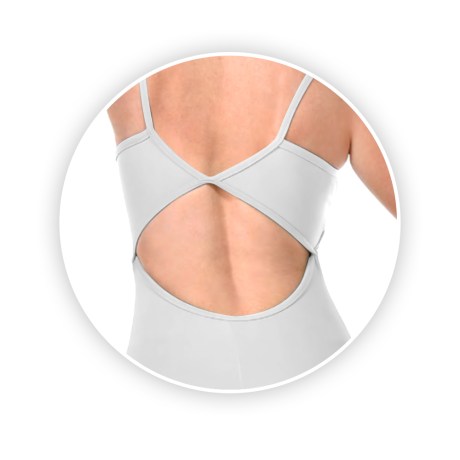 Female Camisole Unitard With Cut Out Back Bra Lining, Lycra MattWhite