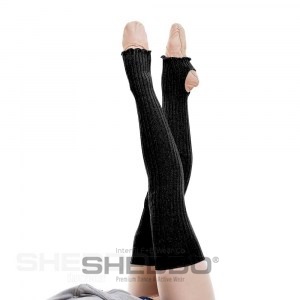 Leg Warmer Stirrup For Ladies Black, Acrylic - Elastane, One Size 90cm