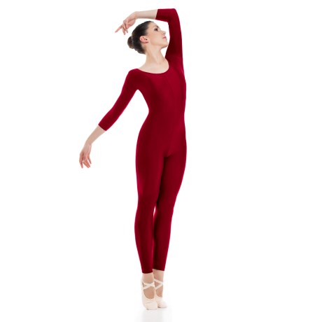 Female 3/4 Sleeved Unitard, Lycra Matt, Masai Red