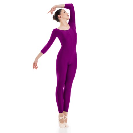 Female 3/4 Sleeved Unitard, Lycra Matt, Bouganville