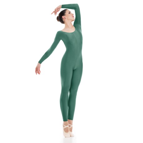 Female Long Sleeved Unitard, Lycra Matt Army