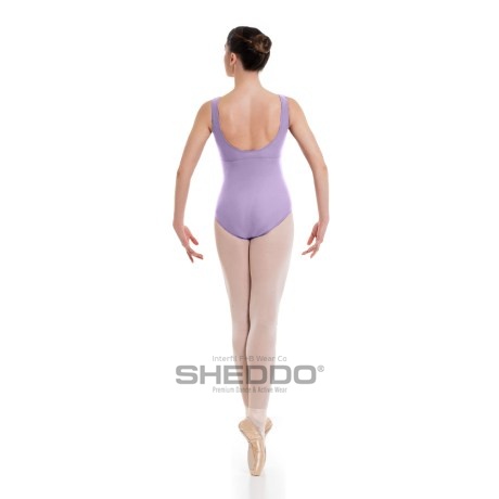 Female Empire Tank Leotard Pinched Front Low Back, Cotton - Elastane Lilac