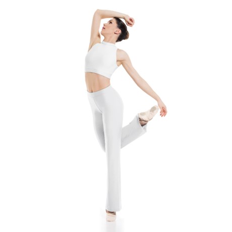 Female Turtle Neck Sleeveless Crop Top With Keyhole Back, Lycra Matt White
