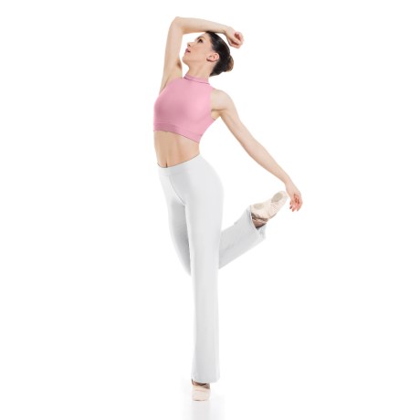 Female Turtle Neck Sleeveless Crop Top With Keyhole Back, Lycra Matt Soft Pink