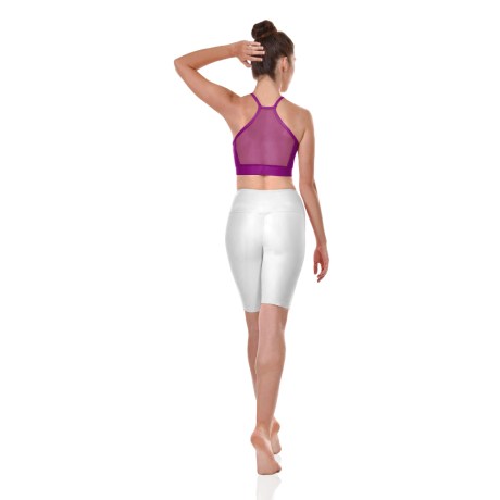 Female Camisole Crop Top Mesh Back Panel, Lycra Matt Bouganville