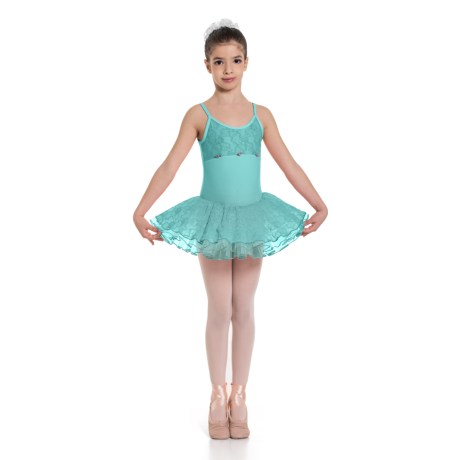 Girls Camisole Leotard With Tulle Lace Skirt Upper Lace Bodice, Lycra Frozen