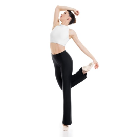 Female Straight Leg Pants with Elastic Waist Band, Meryl Black