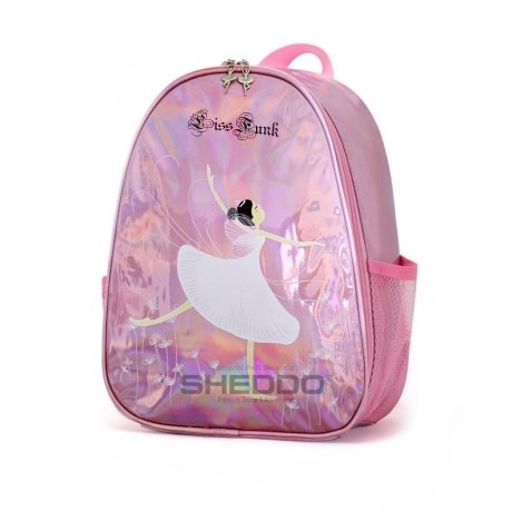 Children's Single Compartment Backpack with Side Pouches, Metallic Pink