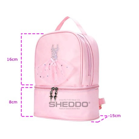 Children's Tutu Strass Backpack with Secondary Compartment for Shoes