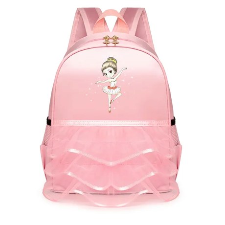 Children's Backpack Classic Design, Ballerina with Tutu featuring Side Pockets, Light Pink