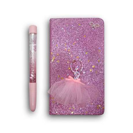 Tutu Note Book Set with Glitter Pen 0.5mm Purple