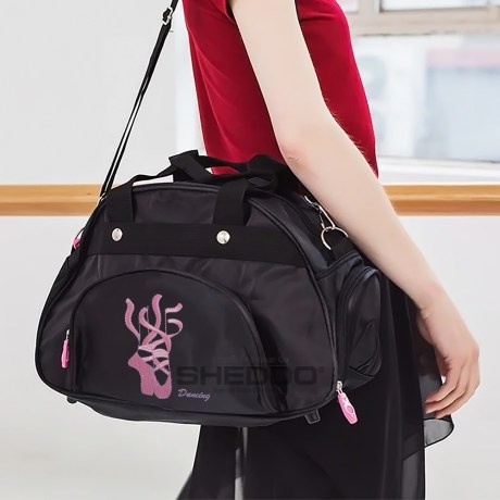 Dance Bag Spacious Duffel Style with Side Pocket for Shoes, Stitched Pointes