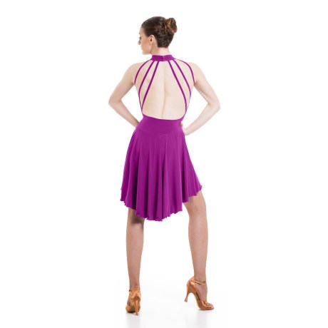Girls Sleeveless Turtle Neck Leotard Dress, feat. Asymetric Skirt, Low Back & Spaghetti Straps, Meryl Bachata