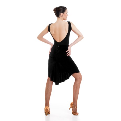 Female Fitted Skirt With Gathered Back &#38; Train Godet, Meryl Black