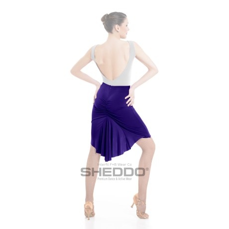 Female Fitted Skirt With Gathered Back &#38; Train Godet, Super Jersey Eggplant
