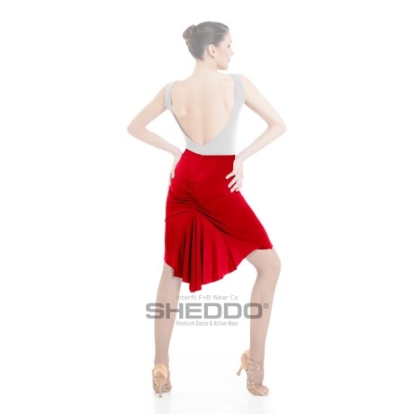 Female Fitted Skirt With Gathered Back &#38; Train Godet, Super Jersey Red