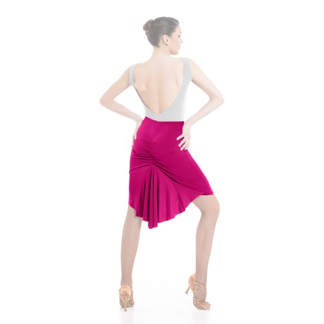 Female Fitted Skirt With Gathered Back &#38; Train Godet, Super Jersey Fuchsia