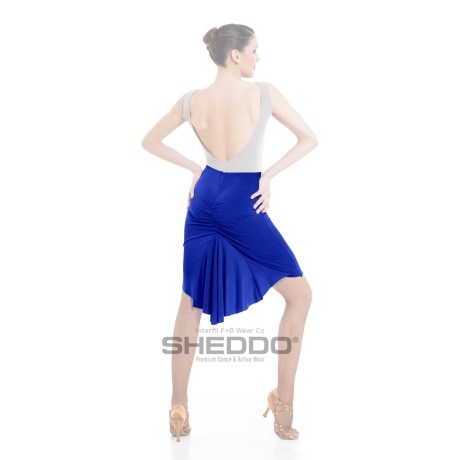 Female Fitted Skirt With Gathered Back &#38; Train Godet, Super Jersey Electric Blue