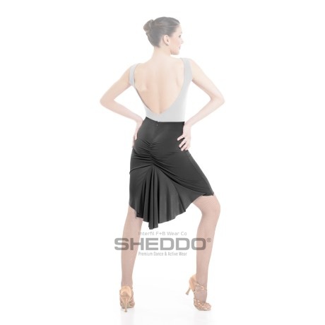 Female Fitted Skirt With Gathered Back &#38; Train Godet, Super Jersey Carbon
