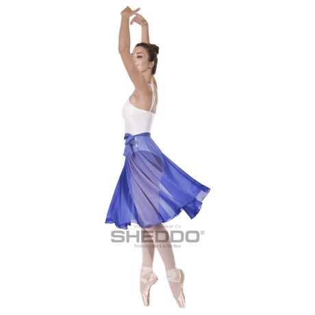 Female Full Circle Ballet Skirt With Scarf Tie, Mousseline, Electric Blue