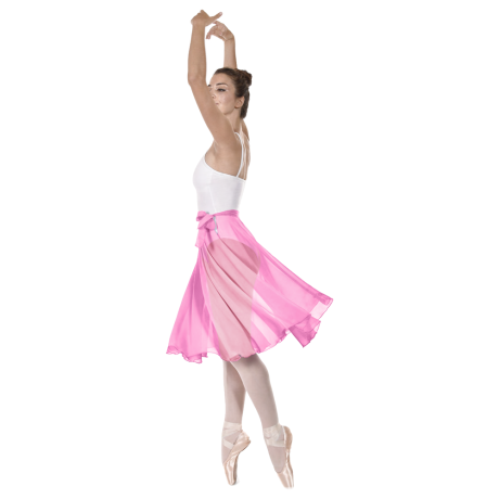 Female Full Circle Ballet Skirt With Scarf Tie, Mousseline, Cameo