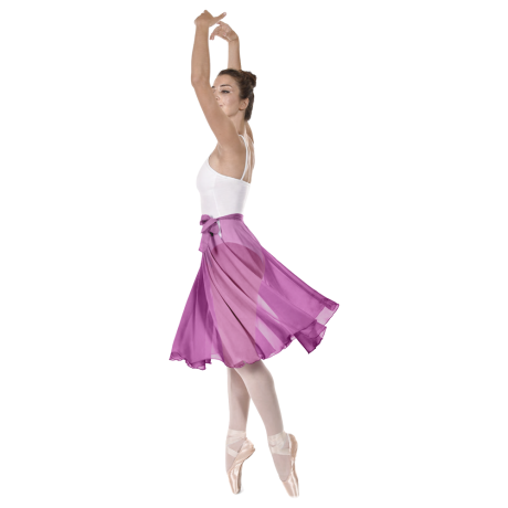 Female Full Circle Ballet Skirt With Scarf Tie, Mousseline, Violet
