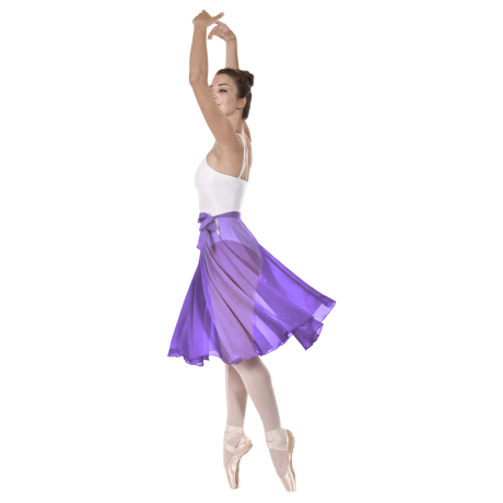Female Full Circle Ballet Skirt With Scarf Tie, Mousseline, Purple