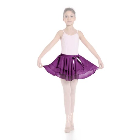 Girls Ruffle Skirt Elasticated Waistband & Bow Ribbon, Mousseline, Burgundy