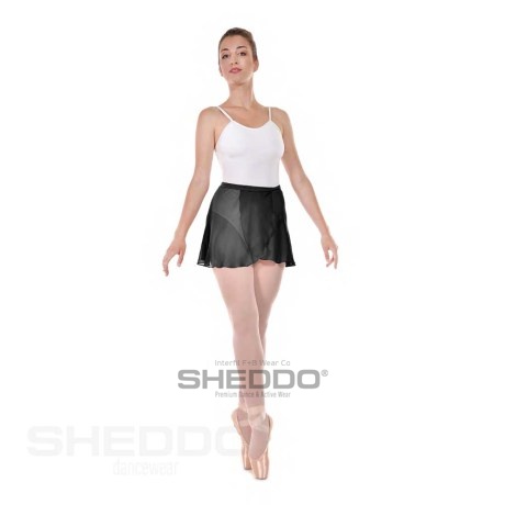 Female Wrap Over Ballet Skirt, Mousseline (100% Polyester), Black