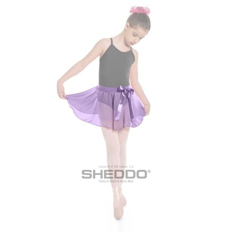 Girls Ballet Skirt Elasticated Waistband & Bow Ribbon, Mousseline, Lilac