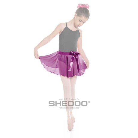 Girls Ballet Skirt Elasticated Waistband & Bow Ribbon, Mousseline, Violet