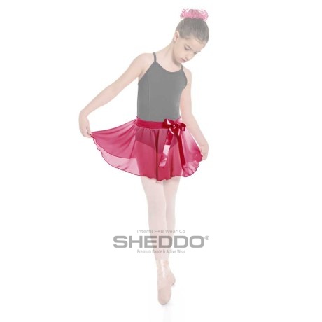 Girls Ballet Skirt Elasticated Waistband & Bow Ribbon, Mousseline, Masai Red