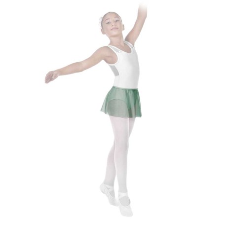 Girls Classic Ballet Skirt with Elasticated Waistline, Tulle Stretch, Army