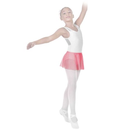 Girls Classic Ballet Skirt with Elasticated Waistline, Tulle Stretch, Rosa Antico