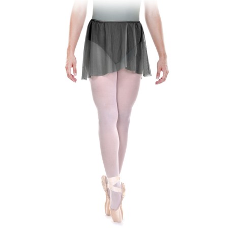 Girls Crossover Skirt With Elasticated Waist, Tulle Stretch, Black