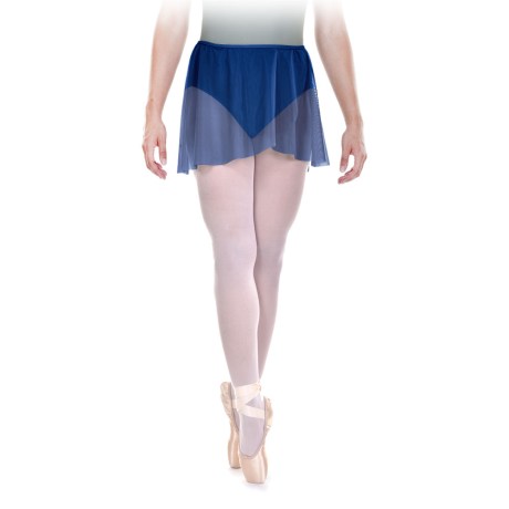 Girls Crossover Skirt With Elasticated Waist, Tulle Stretch, Blueberry