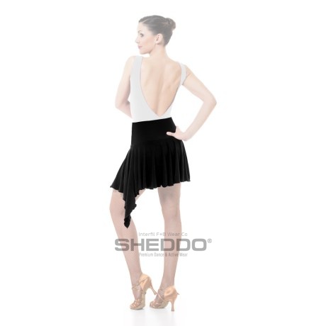 Female Asymmetric Skirt With Yoke &#38; Single Godet, Meryl Black