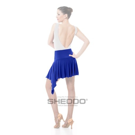 Female Asymmetric Skirt With Yoke & Single Godet, Super Jersey Electric Blue