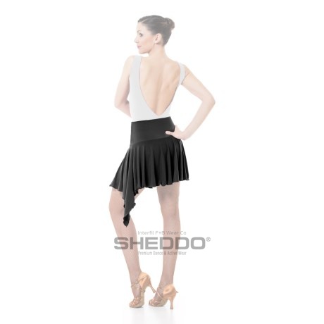 Female Asymmetric Skirt With Yoke & Single Godet, Super Jersey Carbon