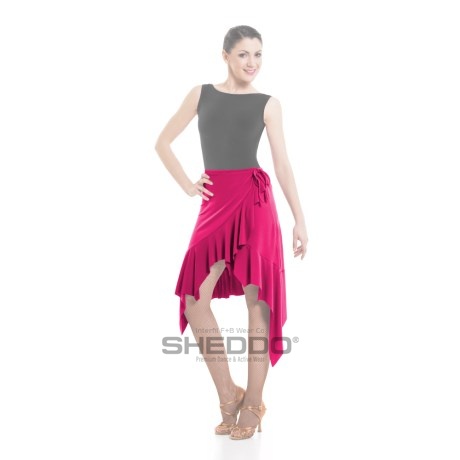 Female Crossover Asymmetric Double Pointed Skirt With Ruffle Hem, Meryl Diva