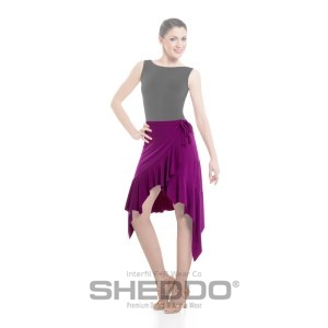 Female Crossover Asymmetric Double Pointed Skirt With Ruffle Hem, Meryl Bachata