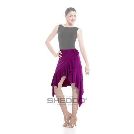 Female Crossover Asymmetric Double Pointed Skirt With Ruffle Hem, Meryl Bachata
