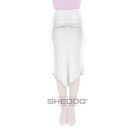 Female Fitted Skirt With Gathered Front & Back, Super Jersey White