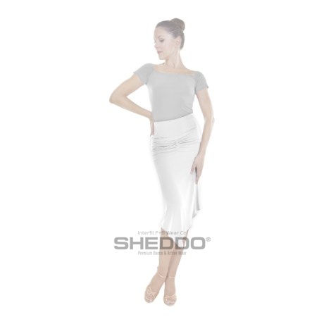Female Fitted Skirt With Gathered Front & Back, Super Jersey White