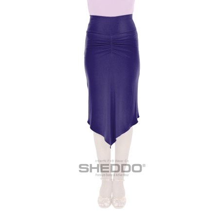 Female Fitted Skirt With Gathered Front &#38; Back, Super Jersey Eggplant