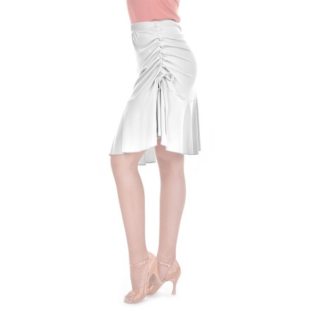 Female Skirt With Yoke & Side Adjustable Drawnstring, Super Jersey White
