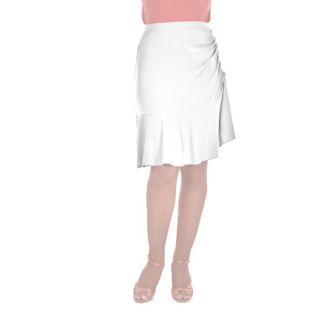 Female Skirt With Yoke & Side Adjustable Drawnstring, Super Jersey White