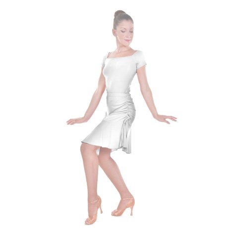 Female Skirt With Yoke & Side Adjustable Drawnstring, Super Jersey White